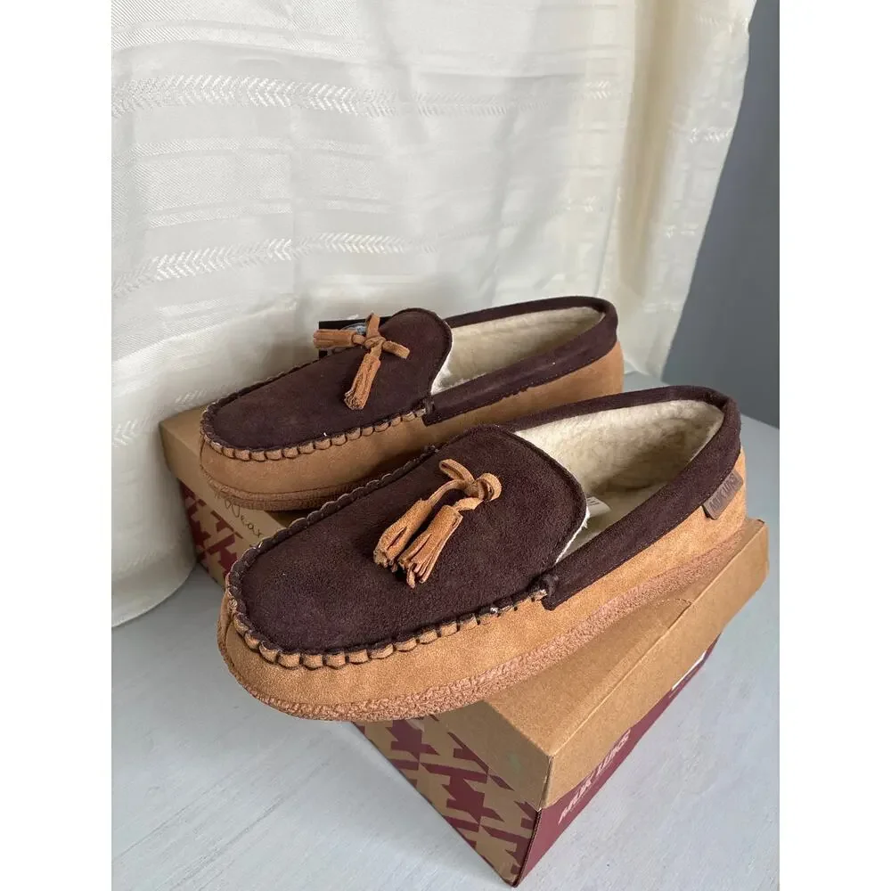 Muk Luks Talan Slippers Camel Genuine Leather Mens Size 9